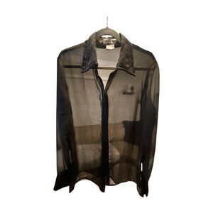 Vintage Laurence Kazar Sheer Black Blouse